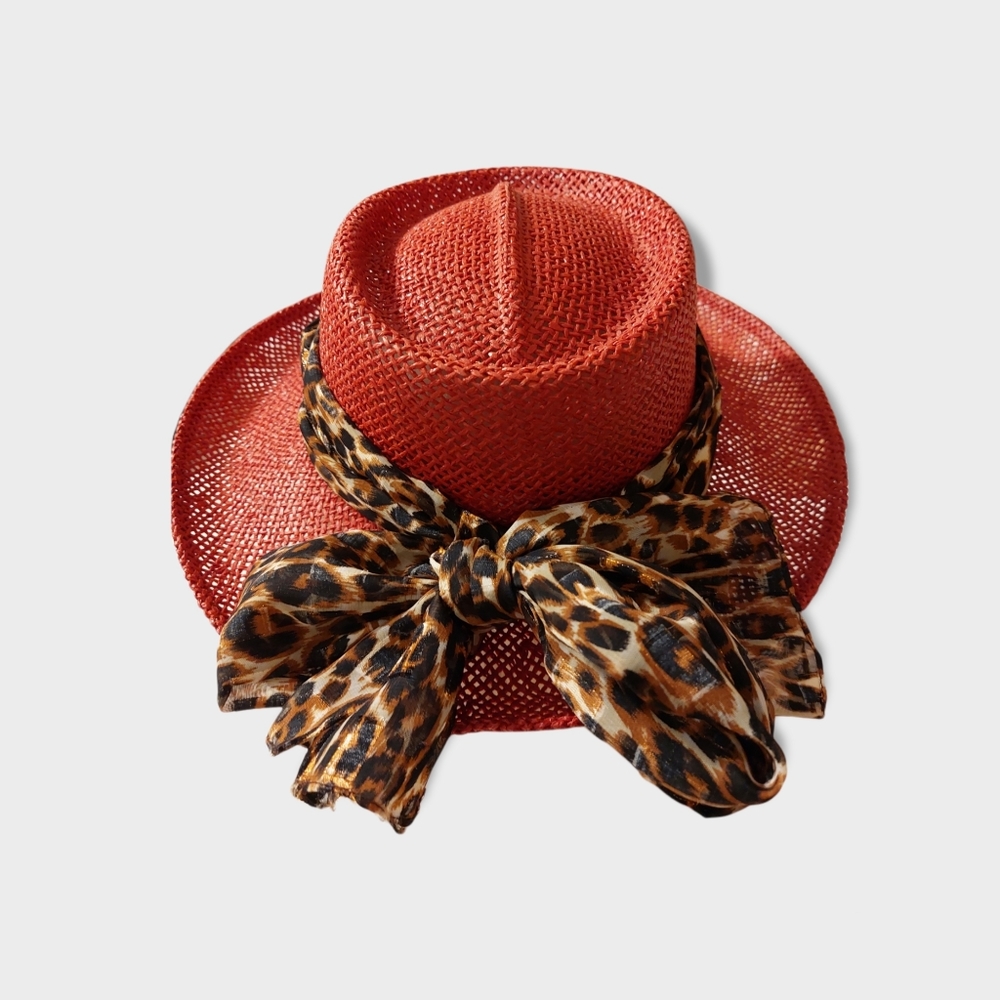 Boho Red Straw Hat - image 2